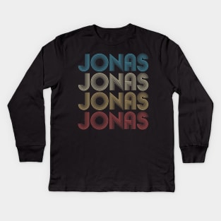 Vintage Jonas First Given Name Pride Retro Pattern Kids Long Sleeve T-Shirt